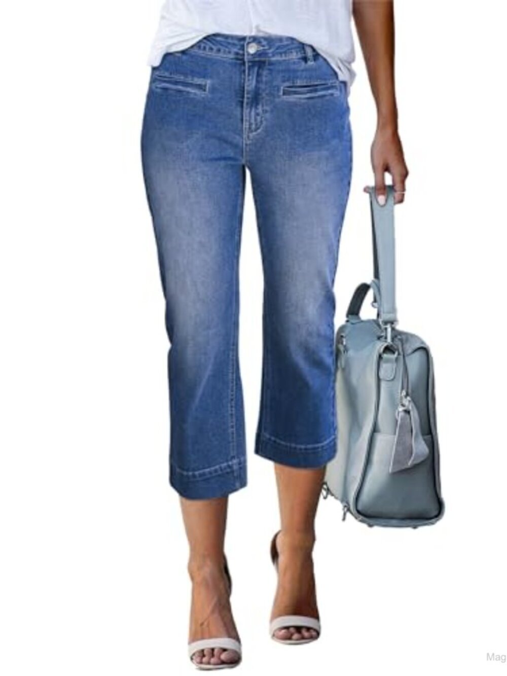 Capri Jeans for Women High Waisted Slim Straight Stretchy Denim Capris Pants